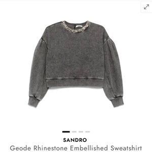 Sandro Jeweled Collar Gray Sweatshirt